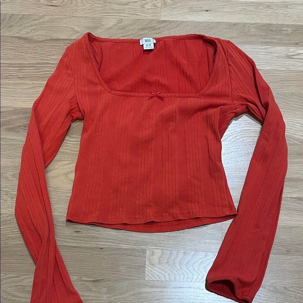 BDG Vibrant Orange Long Sleeve Top